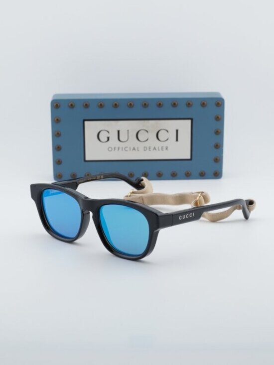 Gucci GG1238S 002 Square Sunglasses - Black\\Blue main image 6